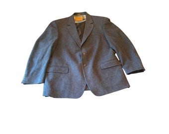 Pendleton Sport Coat Charcoal Grey Herringbone Wool Blazer 46R Made in USA