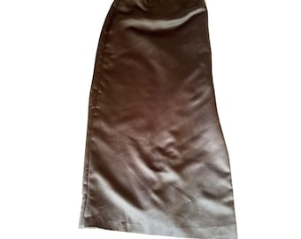 J.R. Nites by Caliendo Maxi Skirt Black Satin Formal Evening Back Slit Lined Sm