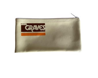 AHM Graves Realtors Pouch Cream Vintage Bank Bag Pencil Case Retro Advertising