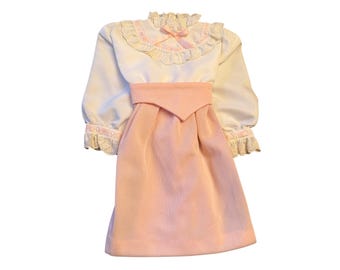 Old Maid Inc Dress Pink White A1152 Vintage Lace Ruffle Bow Long Sleeve NWT