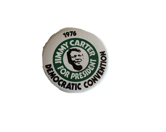 Jimmy Carter Campaign Button White 1976 Democratic Convention President Pinback