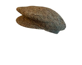 Failsworth Flat Cap Brown Harris Tweed Newsboy Hat Made in England Wool 100%