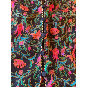 Adrianna Papell Blazer Black Silk Floral Paisley Safe Silk Gold Trim Size 12 image 4