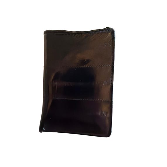Lee Sands Mini Wallet Black Genuine Eel Skin Trifold Vintage Exotic Leather Slim