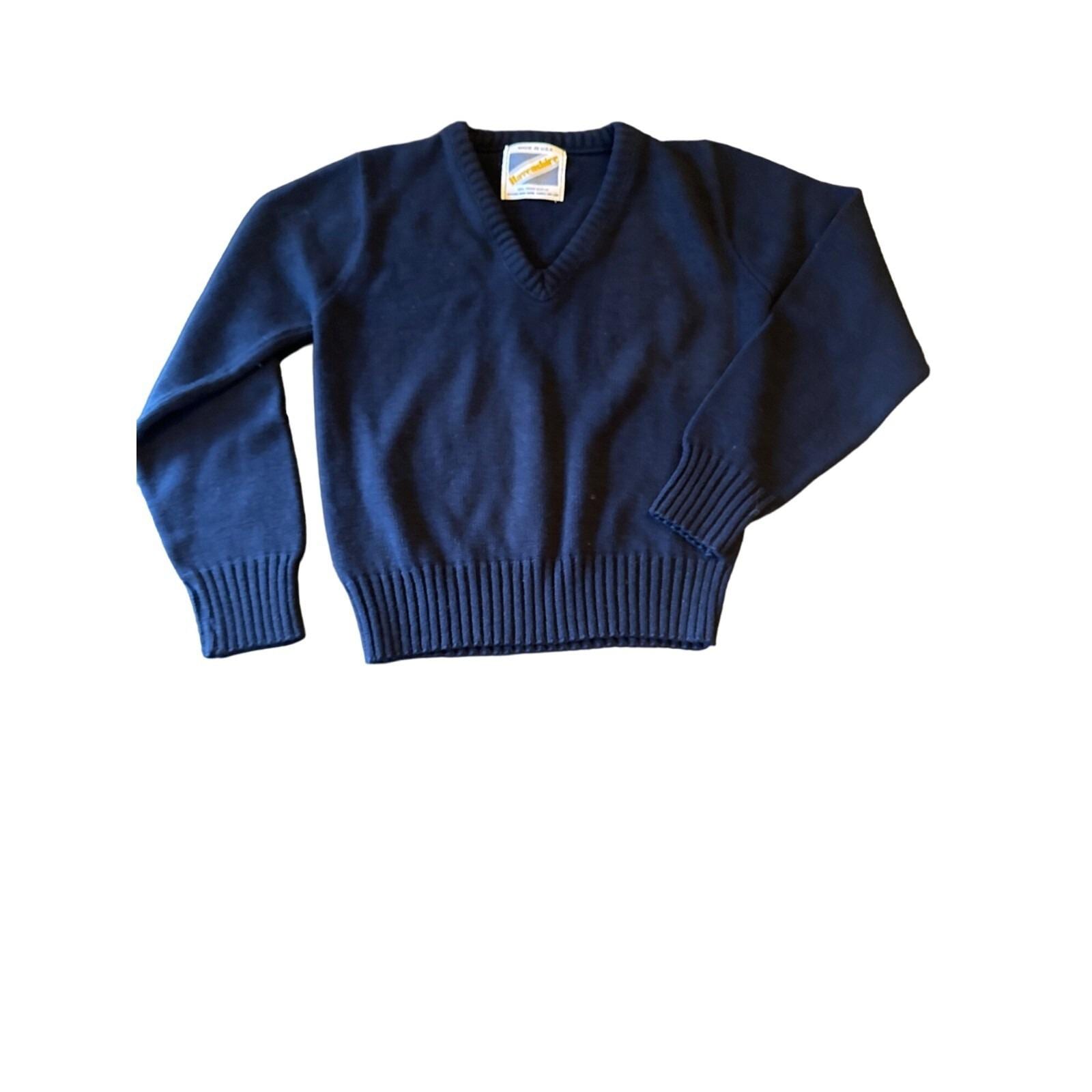 Vintage Havenshire Navy Blue V-Neck Sweater 100% Virgin Acrylic Made In USA 10