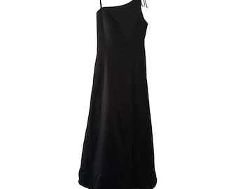 Urban Girl Nites Dress Black Maxi Asymmetrical One Shoulder Tie Strap 13/14