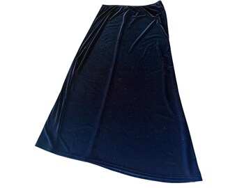 Another Thyme Skirt Black Velvet Midi Vintage 90s Elastic Waist Made in USA 14
