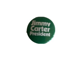 Jimmy Carter Campaign Button Green President 1976 Vintage Political Pinback