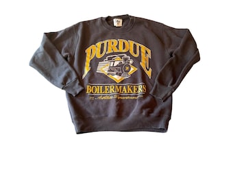 Lee Sport Sweatshirt Black Purdue Boilermakers Vintage 90s Made in USA Medium