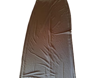 Vintage 90s Maxi Skirt Black Elastic Waist Back Slit Rayon Blend Medium 8/10