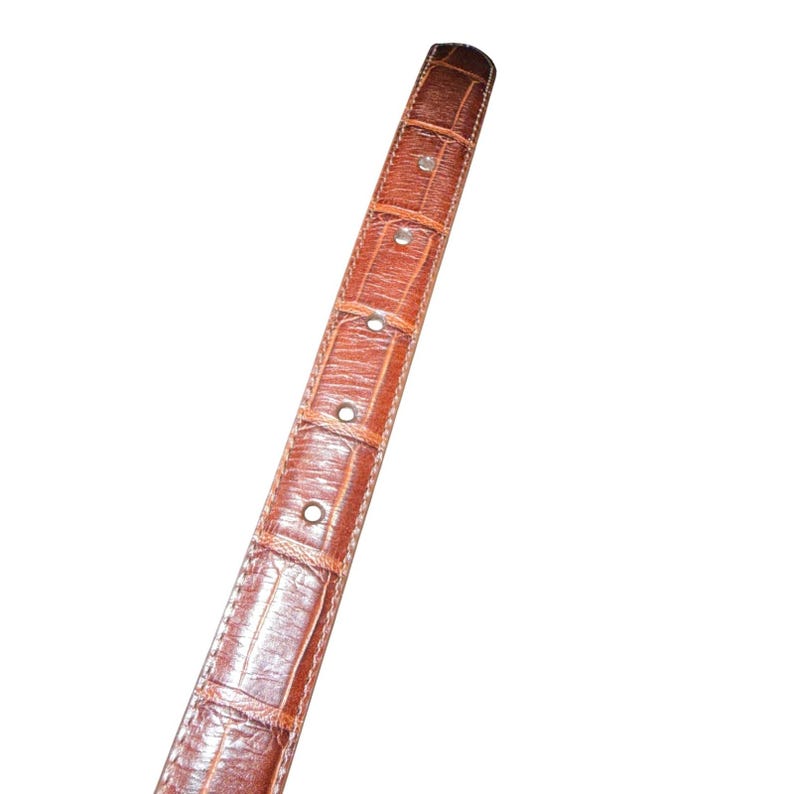 Brighton Belt Brown Croco Embossed Leather 34 Ornate Silver Buckle Western 44808 zdjęcie 3