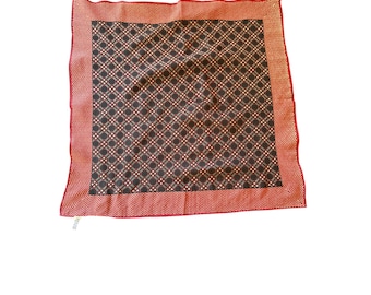 quare Red Black Geometric Diamond Chevron Vintage Scarf Made in Japan
