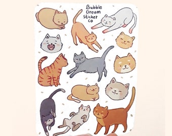 Kitties cat Sticker sheet | Bullet Journal Stickers, Planner Stickers, Scrapbook Sticker, Journal Stickers, Cat Stickers,Animal Stickers,Pet