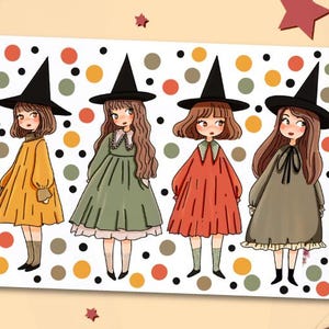 Sticker Sheet - Vintage  Witches Sticker  | Bullet Journal Stickers, Planner Stickers, Scrapbook Stickers,Magical, Witchy, Retro