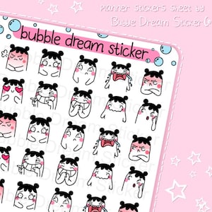 EMOTI heads  Planner Sticker sheet, Emoti Expression Stickers, Character Stickers, Emotions Stickers, Hobonichi / hand drawn sticker |Kawaii