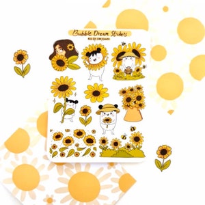 Sunflower Stickers, Flowers Sticker Sheet Decorative Stickers, Cute Stickers | Bullet Journal Stickers, Planner Stickers, Journal Stickers