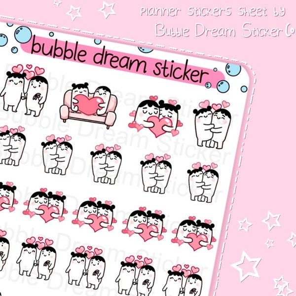 Cuddles planner Stickers, Couple Love | Date night | Valentine's Day Stickers, relationship stickers, boyfriend, Love Hugs Kisses stickers