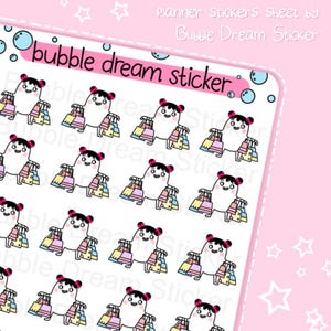 Shopping  Planner Stickers Sheet For Planners/ Journals/ Bujo/Emoji Planner Stickers, Emotion Planner Stickers, Character Sticker