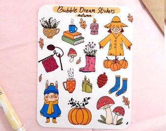 Autumn Sticker Sheet | Bullet Journal Stickers, Planner Stickers, Scrapbook Stickers, Fall Stickers, Seasonal Stickers, Autumnal Sticker