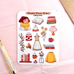 Cozy Day Sticker Sheet | Bullet Journal Stickers, Planner Stickers, Hygge Sticker Sheet, Scrapbook Stickers, Cozy Stickers, Autumnal, Winter