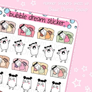 Tired Sleeping Couch Potato  Planner Sticker sheet For Planners/ Journals/ DIY ,Emoji Planner Stickers, Character Sticker, Mood Planner