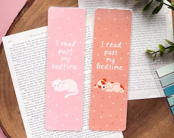 I Read Past My Bedtime Animal Bookmarks | Gift For Book Lovers, Personalized Bookmark, Reader Accessory, Dog Bookmark, Cat Bookmark