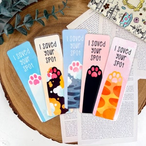 Cat I Saved Your Spot Bookmark | Gift For Book Lover, Personalized Reader, Cute Laminated Bookmark, Handmade Set of Bookmarks, Pet Parent