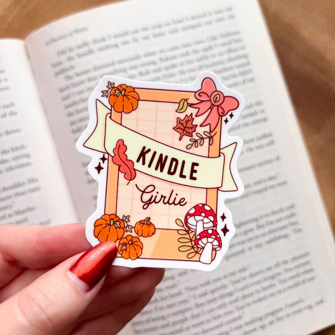 Fall Kindle Girl Sticker: Waterproof Bookish Autumn Accessory, Cozy ...