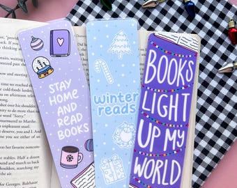 Cozy Winter Bookmarks | gift for book lovers, aesthetic, bookish accessory, handmade , book stack, stocking stuffer, winter wonderland