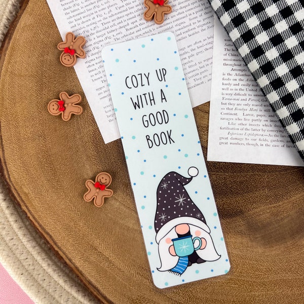 Cozy Gnome Bookmark, Gift For Book Lovers, Personalized Bookmark Gift, Cute Tassel Laminated Bookmark, Handmade Bookish Accessory