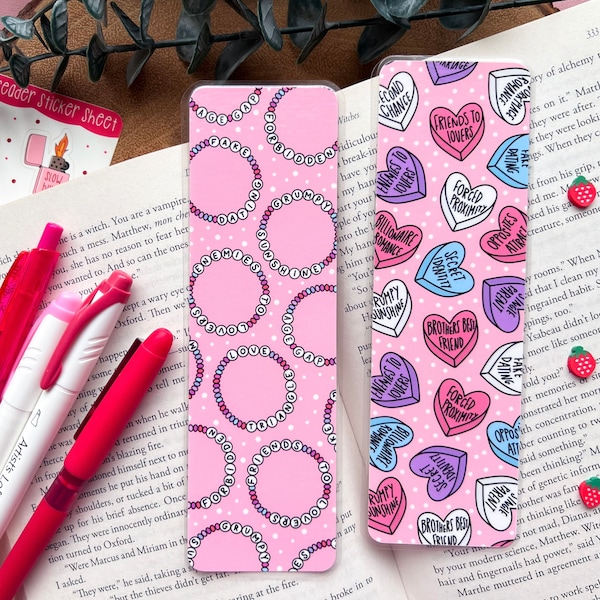 Romance Trope Bookmarks | Gift For Book Lovers, Personalized Bookmark, Reader Accessory, Friendship Bracelet, Heart Candy, Valentine's Day