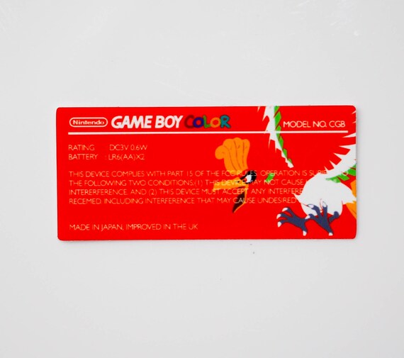 Pokemon Gameboy Color Back