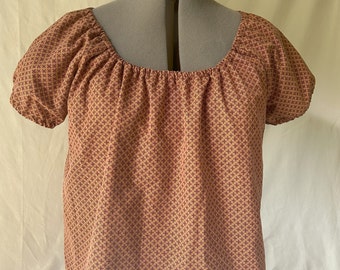 Upcycled Gathered Scoop Neck Blouse