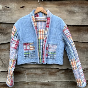 100% Cotton Cropped Recycled Quilt Coat image 1