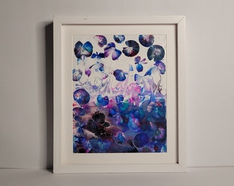 Pintura abstracta de libélula: lienzo acrílico enmarcado