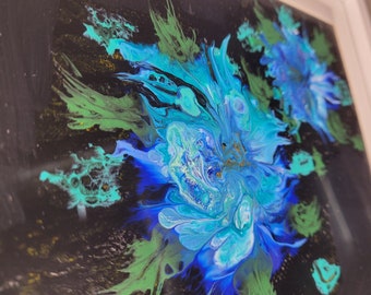 Arte abstracto - Flores en la oscuridad - Pintura acrílica enmarcada - Único 1 de 1