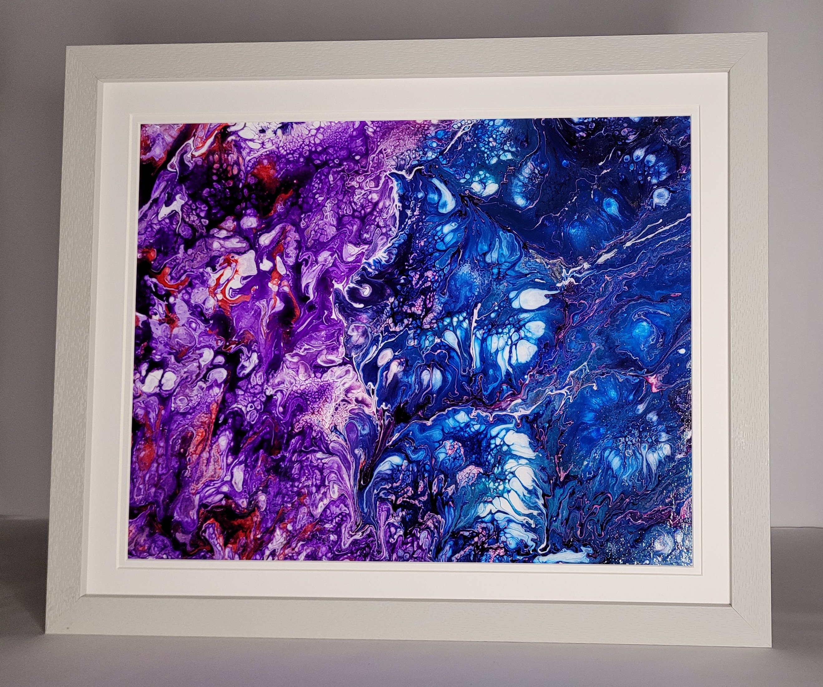 Abstract Art Framed Acrylic Painting Crashing Waves Etsy