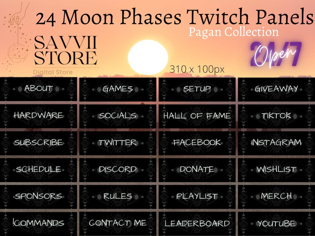 24 Moon Phases Twitch Panels, Luna & Moon Cycle Twitch Panels, Pagan ...