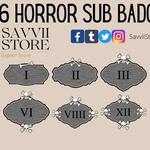 8 Horror Twitch Sub Badges, Dead By Daylight Sub Badges, Pirate Sub Badges, Horror Theme Badges