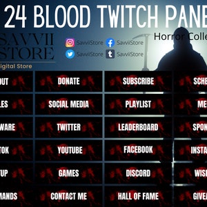 24 Bloody Twitch Panels, Horror Themed Twitch Panels, Blood Twitch Panels