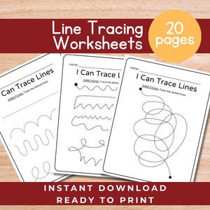 Preschool Line Tracing Worksheets, Lines Trace Pages Printable, Homeschool Busy Book, Kindergarten Curriculum Learning Pre Handwriting Sheet