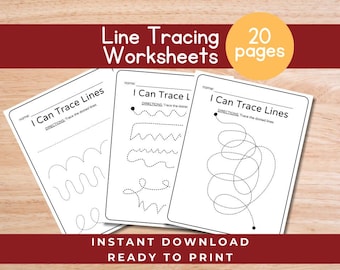 Preschool Line Tracing Worksheets, Lines Trace Pages Printable, Homeschool Busy Book, Kindergarten Curriculum Learning Pre Handwriting Sheet