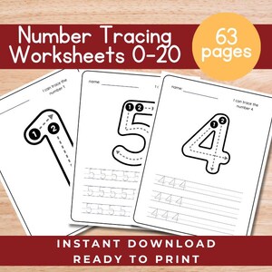 Number tracing worksheets, traceable numbers, preschool worksheets, 0-20 Printable Number Tracing, Kids Tracing, Handwriting Practice
