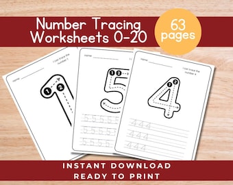 Number tracing worksheets, traceable numbers, preschool worksheets, 0-20 Printable Number Tracing, Kids Tracing, Handwriting Practice