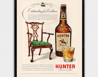 VINTAGE KENTUCKY WHISKEY Ad, 1950s Manly Ad Appeal, Kitchen Cocktail Print, Vintage Bar Decor, Download and Print