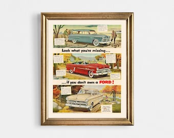 MID CENTURY MODERN Family Art, Retro Automobile Ad, Retro Car Poster, American Car Ad
