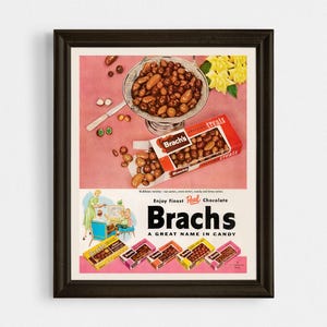Retro Candy Wall Art, 1950s Chocolate Brand, Retro Mid-Century Advertisement, Retro Kitchen Decor, Chocolate Treats