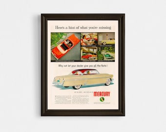 Vintage 1953 Mercury Car Ad Poster: Retro Automotive Print (Digital Download)