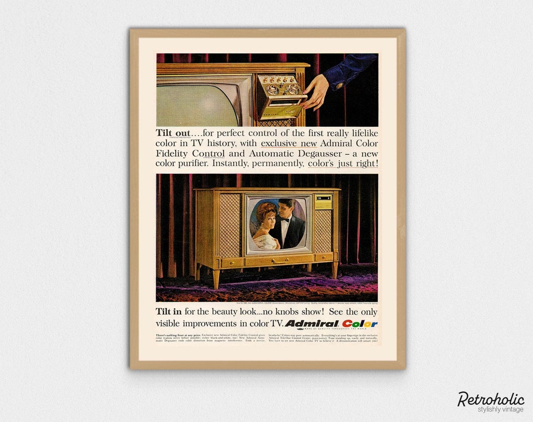 VINTAGE TV POSTER, Retro Living Room Wall Art, Media Room Print