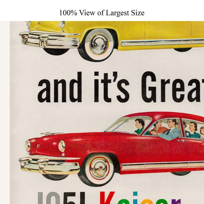 1950 Kaiser Car Ad Printable, Vintage Automobile Advertisement, Classic ...